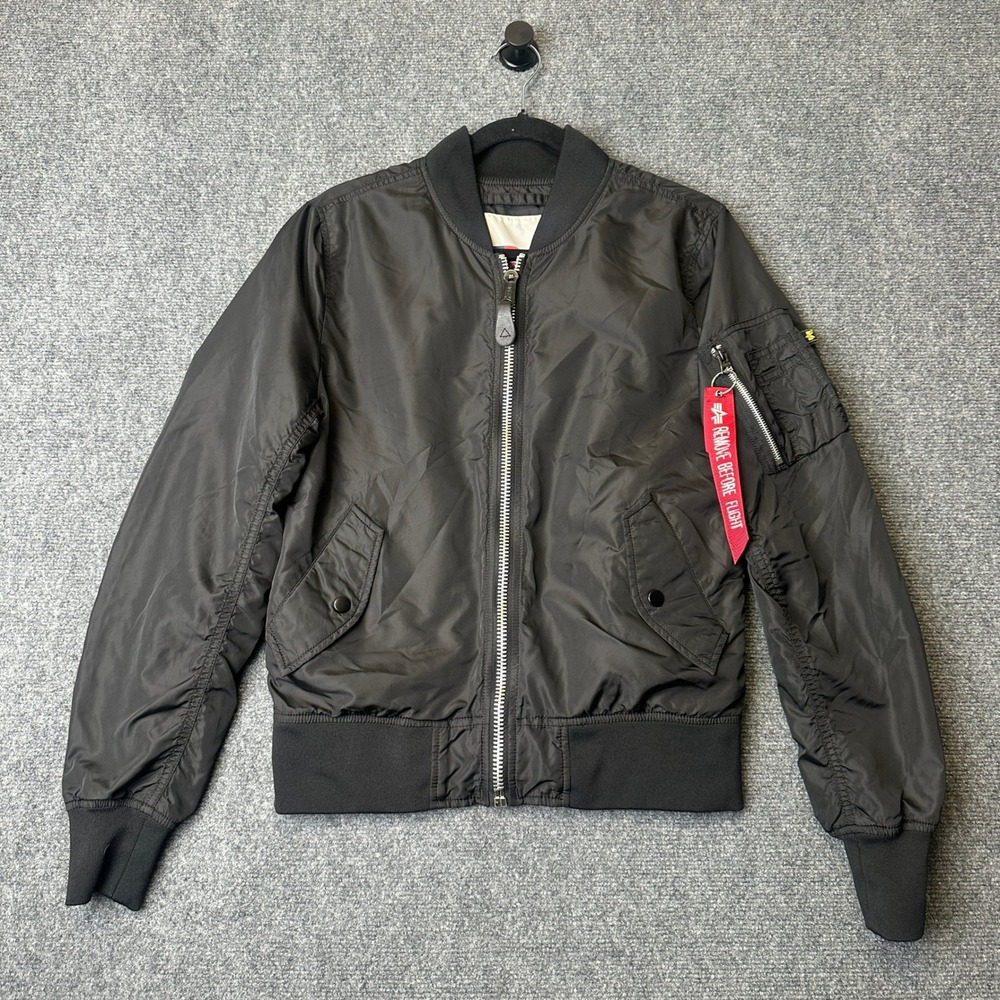 Vintage Alpha Industries MA-1 Bomber Jacket Mens Small Black Flight Military